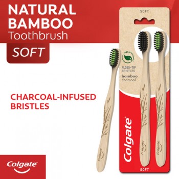 Colgate Biodegradable* Bamboo Charcoal Floss Tip Toothbrush Valuepack 2s (Soft)