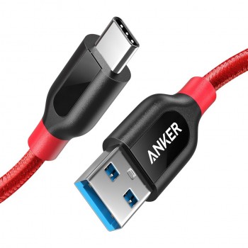 Anker PowerLine+ 3ft USB-C to USB-A 3.0 Cable Red (0.9m)