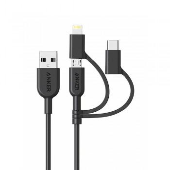 Anker PowerLine II 3-in-1 Lightning/Type-C/Micro Connector Cable Black (0.9M)