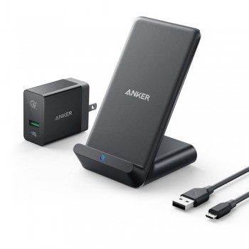 Anker PowerWave 7.5 Fast Wireless Charging Car Mount (with 2 Port QC3.0 Car Charger) - Black