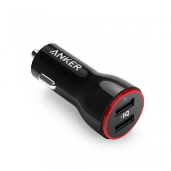 Anker PowerDrive 2 Dual Usb Car Charger - 24W, 2 Port Usb, Black