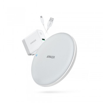 Anker PowerWave Fast Wireless Charging Pad - 7.5W, 3.0 Quick Charge Adapter, White