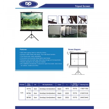 DP Screen Projector Screen - Tripod Screen - Matte White - DP-TP-06 - Screen Ratio 6' x 6' - Screen Size 1800 x 1800mm