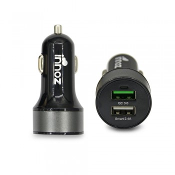 Innoz InnoXQ2 2 Port QC3.0 Smart Car Charger - Black + Grey