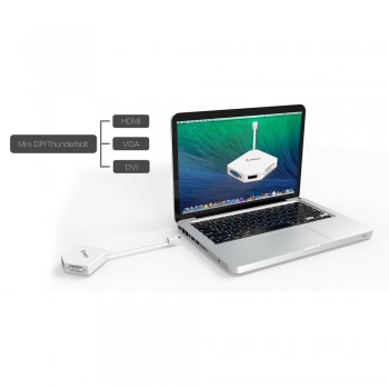 Orico DMP-HDV3S Mini Display Port to HDMI(4K)+DVI+VGA Adapter (DMP-HDV3S) - White