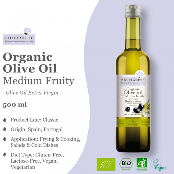 BIO PLANETE Organic Extra Virgin Olive Oil (500ml) - Olive Oil Medium Fruity Origin from Spain, Portugal
