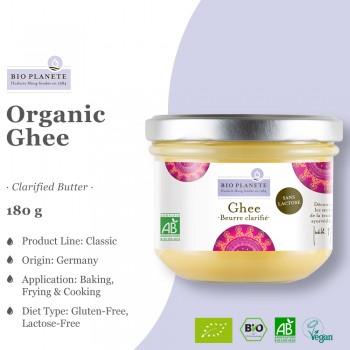 BIO PLANETE Organic Ghee Germany (180g) - Ghee Clarified Butter Origin from Germany