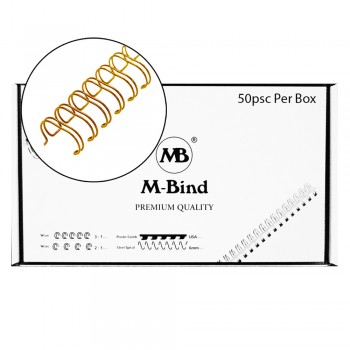 M-Bind Double Wire Bind 2:1 A4 - 3/4"(19mm) X 23 Loops, 50pcs/box, Gold