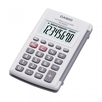 Casio Handheld Calculator - 8 Digits, Large Display, Regular Percent, White (HL-820LV-WE-W)