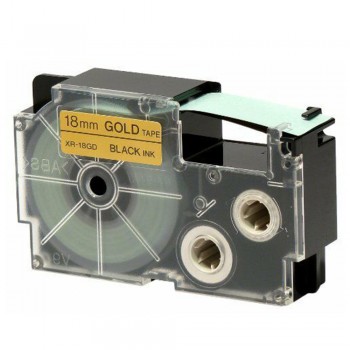 Casio Ez-Label Printer Tape Cartridge - 18mm, Black on Gold (XR-18GD1)