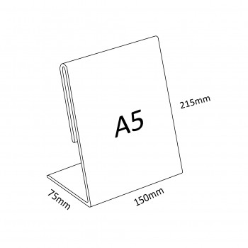 Acrylic Portrait A5 L-Shape Display Stand - 150mm (W) x 210mm (H)