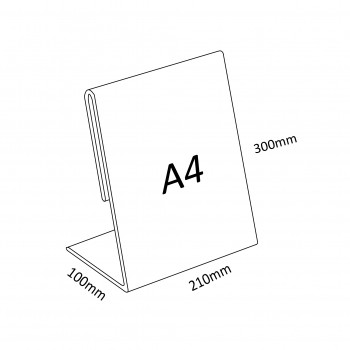 Acrylic Portrait A4 L-Shape Display Stand - 210mm (W) x 297mm (H)