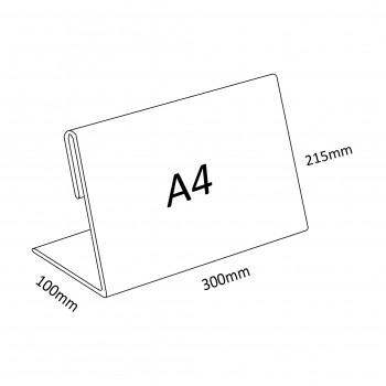 Acrylic Landscape A4 L-Shape Display Stand - 297mm (W) x 210mm (H)