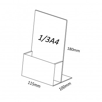Acrylic 1/3 A4 Brochure Holder Stand 1 Layer - 99mm (W) x 297mm (H)