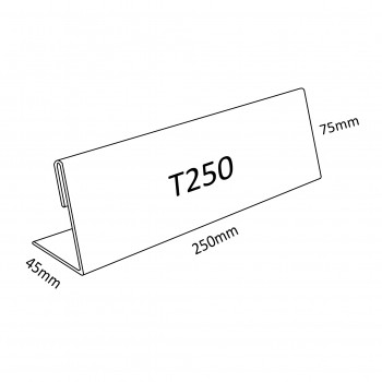 Acrylic T250 Card Stand - 250mm (W) x 70mm (H)