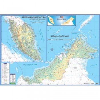 Map Of Malaysia M206 – East & West (Laminated) H42" x W58"