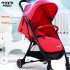 Naya Magiz Baby Stroller (Red) - One Click Magic Fold, Lightweight 5.9kg, Flat Recline, Mesh Window, Travel Cabin Size Stroller